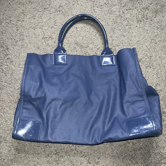 Tory Burch Navy Blue Large Ella Tote Bag Excellent Condition - Picture 3 of 9